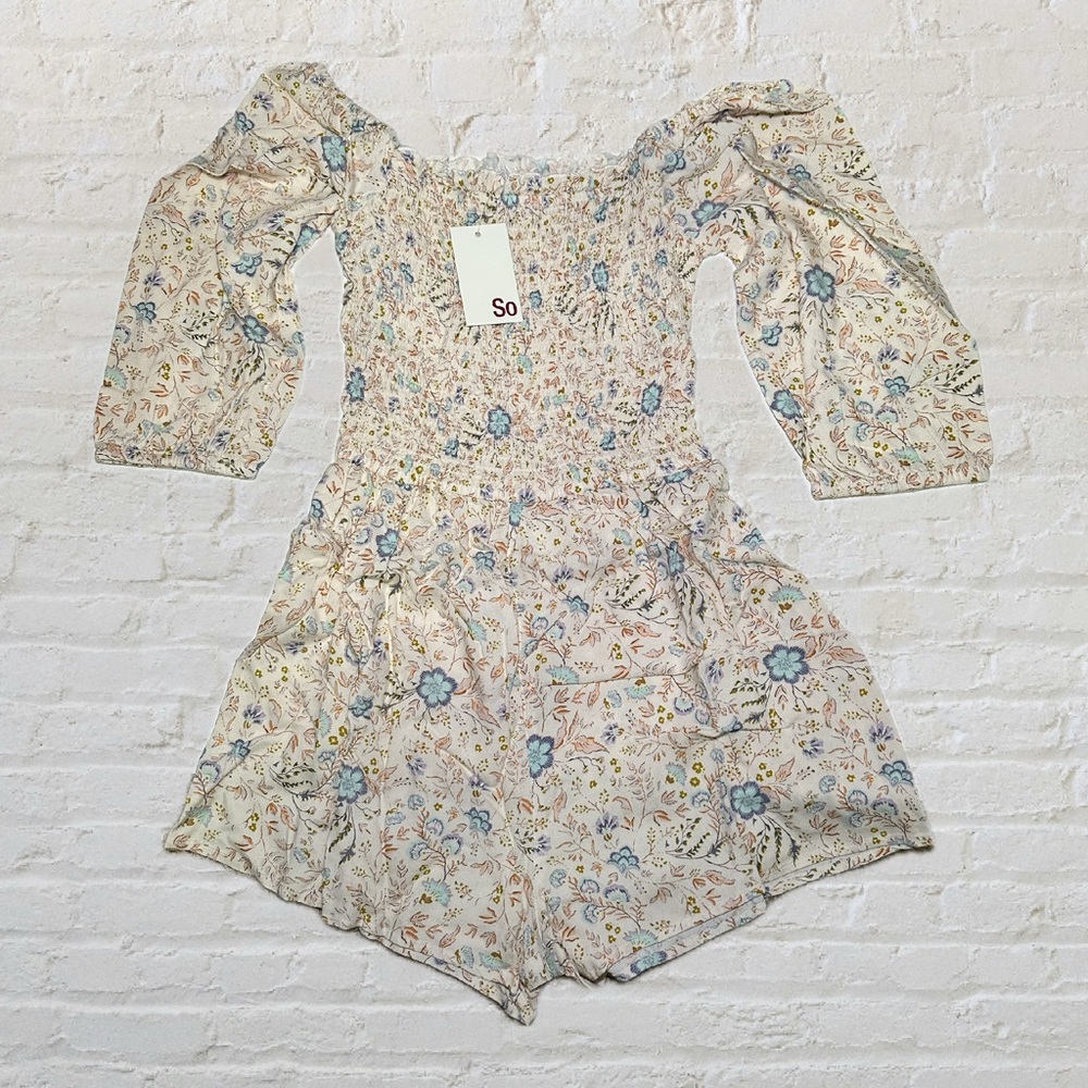 NWT SO floral smocked romper
